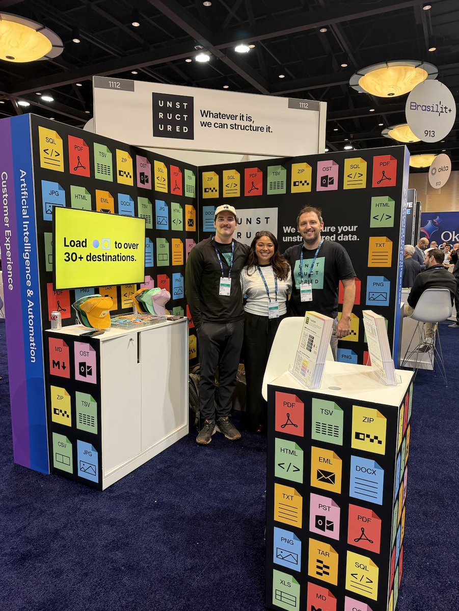 UnstructuredIO's tweet photo. That's a wrap on #GartnerSYM!! 🦩 Thanks to everyone who stopped by to show us their messiest docs.

Missed us? Book time with the team: https://t.co/Pes9UhzFFl

#AgenticAI https://t.co/b3AXHqtdBF