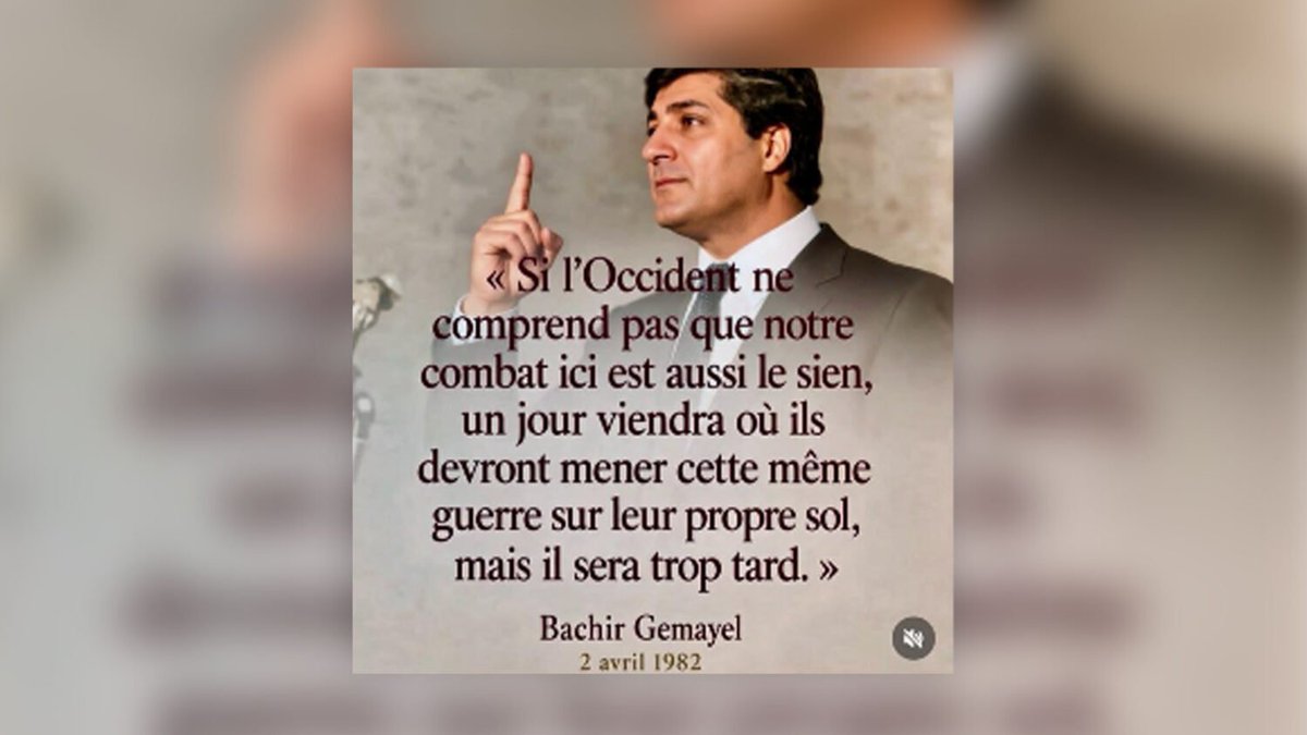 timelessfaithh's tweet photo. This is Bachir Gemayel, President of Lebanon. One of the youngest presidents elected in global history.

He was assassinated by Lebanese leftists when he was only 34-years old, 22 days after his election and 9 days before his scheduled inauguration.

He is making the rounds on social media in light of the ongoing riots in Europe.

Bachir was instrumental in defending Lebanese sovereignty, and Christian nationalism, especially from Palestinian and Syrian occupation.

Translated to English:

​"If the West does not understand that our fight here is also theirs, a day will come when they will have to wage this same war on their own soil, but it will be too late."

— Bachir Gemayel (April 2, 1982)