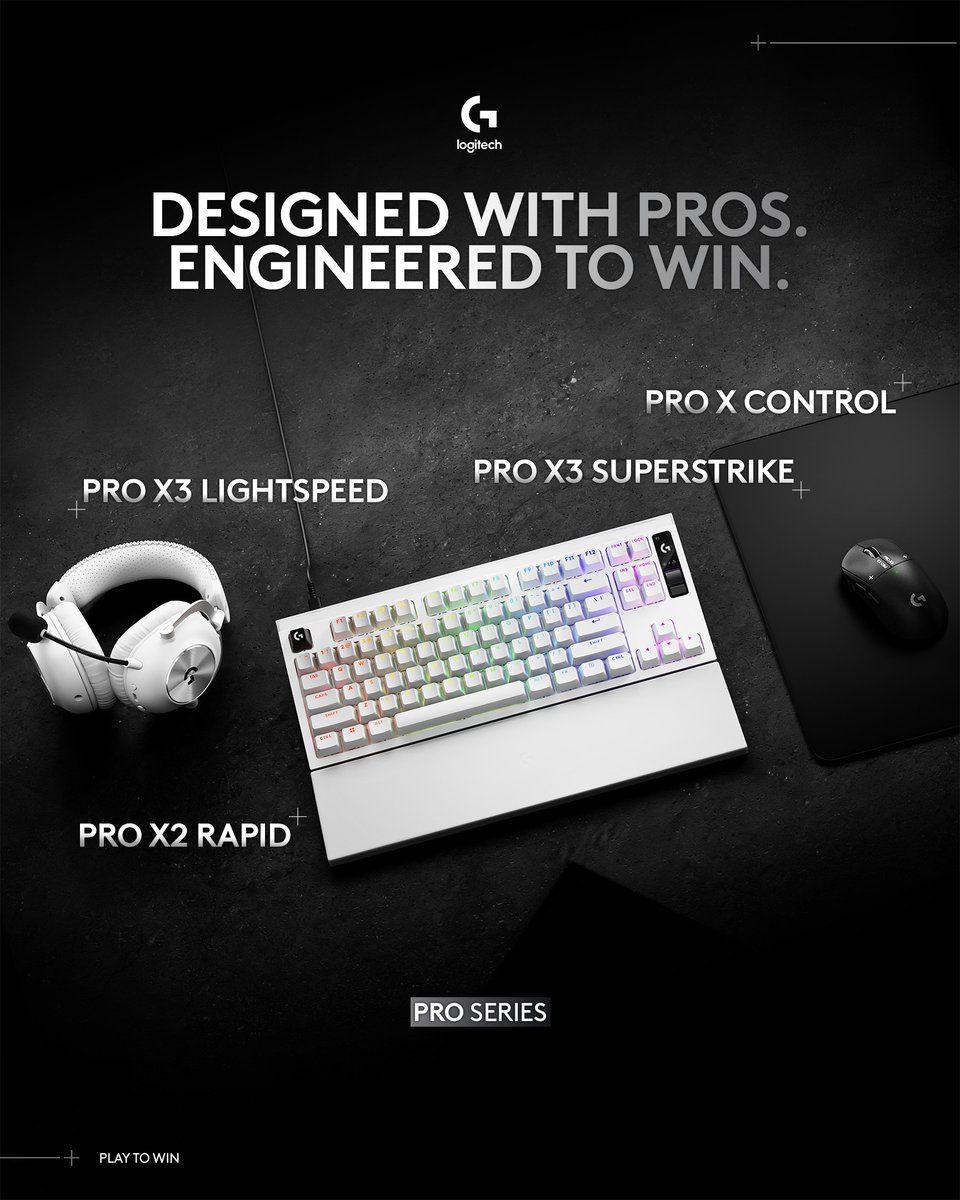 LogitechG_ANZ's tweet photo. The PRO Family Upgrade:

🎧 PRO X3 LIGHTSPEED Headset
⌨️ PRO X2 RAPID TKL Keyboard
🖱️ PRO X3 SUPERSTRIKE Mouse

Built from professional esports player feedback to put you in first place. https://t.co/vpaDqHElf9