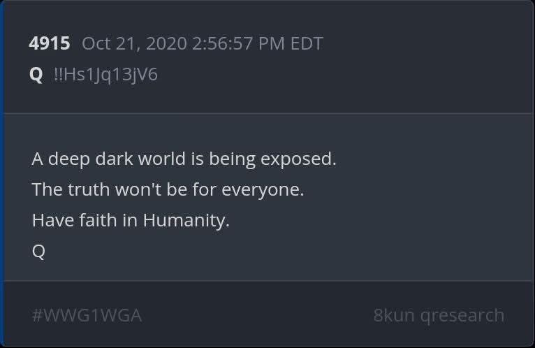 Bessent1776's tweet photo. 🔥 There will be a GIGANTIC biblical scenario in which they will make it seem like it's the Third World War, but in reality they are activating the Military and then bombing all these satanic Luciferian landmarks. Activating the GESARA funds and We the People will rebuild.
THE EVENT. IT IS BIBLICAL.
What are some of the VERY LARGE satanic illuminated landmarks in the world? Q1871 shows them.
Israeli Mossad controls the MEDIA of the WORLD from the USA.
Q2337 tells you that the Mossad media assets will be removed. Think of people like Alex Jones, Anderson Cooper etc and also Mossad satellites.
Israeli intelligence - stand down.
[TERM_3720x380-293476669283001]
The media assets will be removed.
This part of 2527 tells you that something powerful is about to put the Mossad media satellites out of use. This will cause a blackout of the media worldwide, we will move to the Quantum Systems. This is PROJECT ODIN. All in all it will give reason to Activate the Military EBS.
If you look for the TURKSAT rocket launched by the USA in January you will see that it was specifically for MILITARY COMMUNICATIONS on TV & RADIO of people in AFRICA, MIDDLE EAST, EUROPE & CENTRAL ASIA.
THE EVENT has many facets.
The Global Blackout to switch to TESLA Energy. Disabling Medium Satellites, QFS, God's Pawns on Dams & 34 Buildings & much much more.
34 Buildings will be in the EVENT.
They are very significant.
The White House, Castles, Buckingham Palace, Vatican, Getty Museum, Playboy Mansion and similar.
This will surely collapse the Stock Market as it will do to the Cyber Precision linked to Executive Orders 13818 & 13848. It's all a spectacle.
Transitioning from Rothschild Central Bank notes to Arcobaleno Treasury notes now supported by Precious Metals (Not Oil/War)
Are we still comfortable?
Or are we afraid?
A bit of both is normal.
Trump keeps his promises.
Have faith in our Lord God.
He will comfort you through the storm.

Who has seen in January up to 10 countries simultaneously with their energy completely drained by the Space Force?
Just before Israel had the same thing for 30 minutes.
If they can turn off 10 simultaneously all together. They can do everything. Welcome to Tesla.
NECESSARY BLACKOUT.
Watch all the "Exercises" Global Military now in action.
It's all happening right before your eyes.
It's the GLOBALE Military Operation the biggest in the History of the Planet Earth.
Transition to Gesara/Greatness.
Now they just have to stage a fake WW3 scenario to make the sirens sound in every National Military Command Center.
This is to justify to the Entire Planet many things that are already happening. The fact that the Gesara Military Law is in effect. Secret Military Tribunals, Confessions etc. The executions all that. And as they normally do, all the militias will help build new things.

Digital Soldiers - Get ready 

It will be Biblical 

#WWG1WGA

💧 Q drop 4915 October 21, 2020 
A dark and deep world is coming to light.
The truth will not be for everyone.
Have faith in humanity.
Q