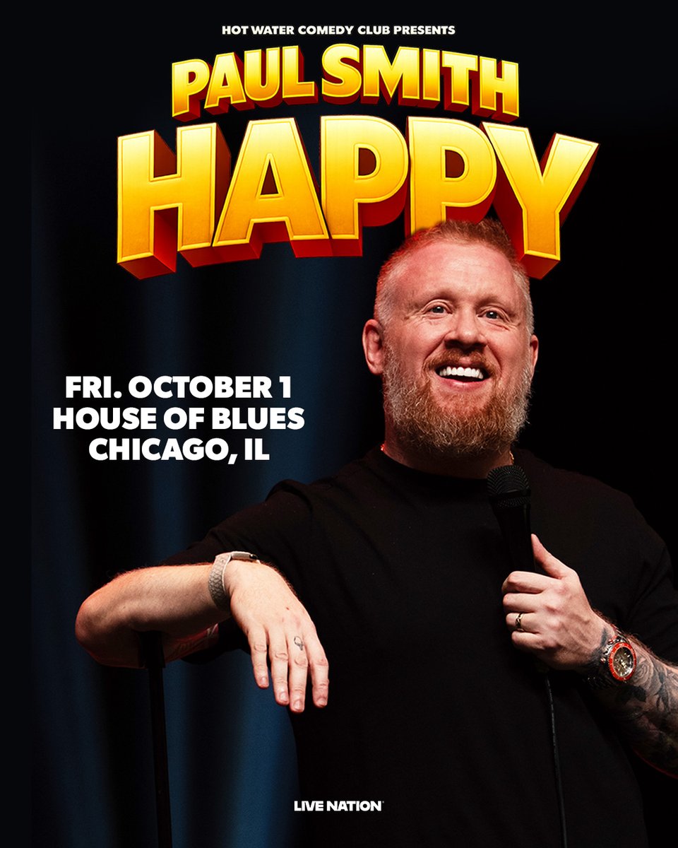 HOBChicago's tweet photo. 🎤 Tickets are on sale now for @paulisthejoker stand-up tour HAPPY! A show about finding joy in the chaos. Grab yours while they last!

https://t.co/rssutC2VT2 https://t.co/oARdX4AN0B