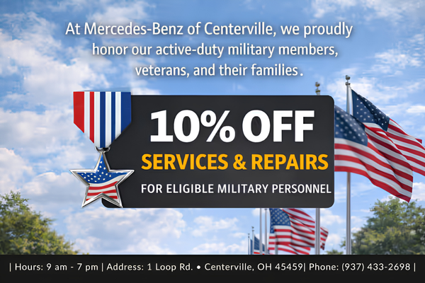 BobRossAuto's tweet photo. YOUR SERVICE DESERVES OUR GRATITUDE. YOUR MERCEDES-BENZ DESERVES EXCEPTIONAL CARE. β¨ Enjoy 10% OFF eligible services at Mercedes-Benz of Centerville for military members & families. Schedule today! π https://t.co/yXsbFavFWi #MercedesBenzOfCenterville #MilitaryAppreciation https://t.co/d78A33tDGc