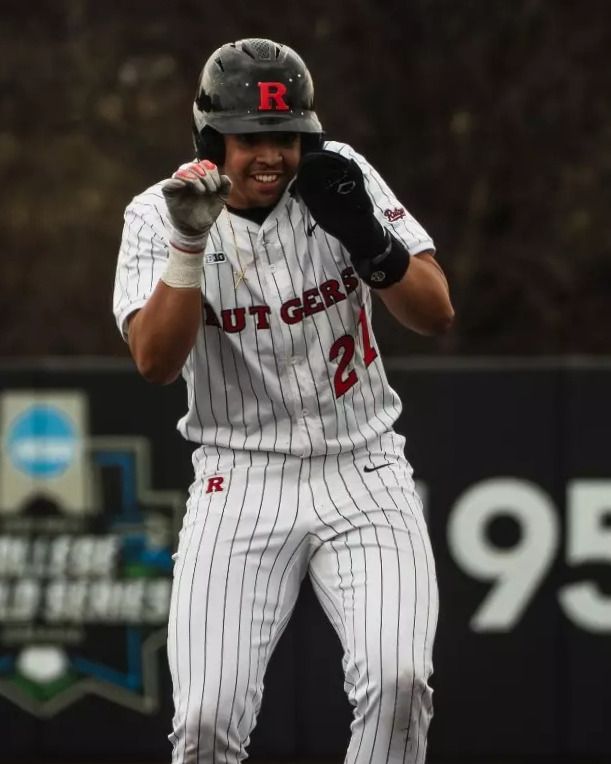 d1baseball's tweet photo. Gabriel Rivera looks ready to build on a breakout freshman season with @RutgersBaseball.

The infielder hit .310/.419/.448 for the Scarlet Knights before earning @PGCBLbaseball Player of the Year honors with a .378/.522/.731 slash line, 10 homers and 17 steals in 36 summer games. https://t.co/HySSm4ZRvH