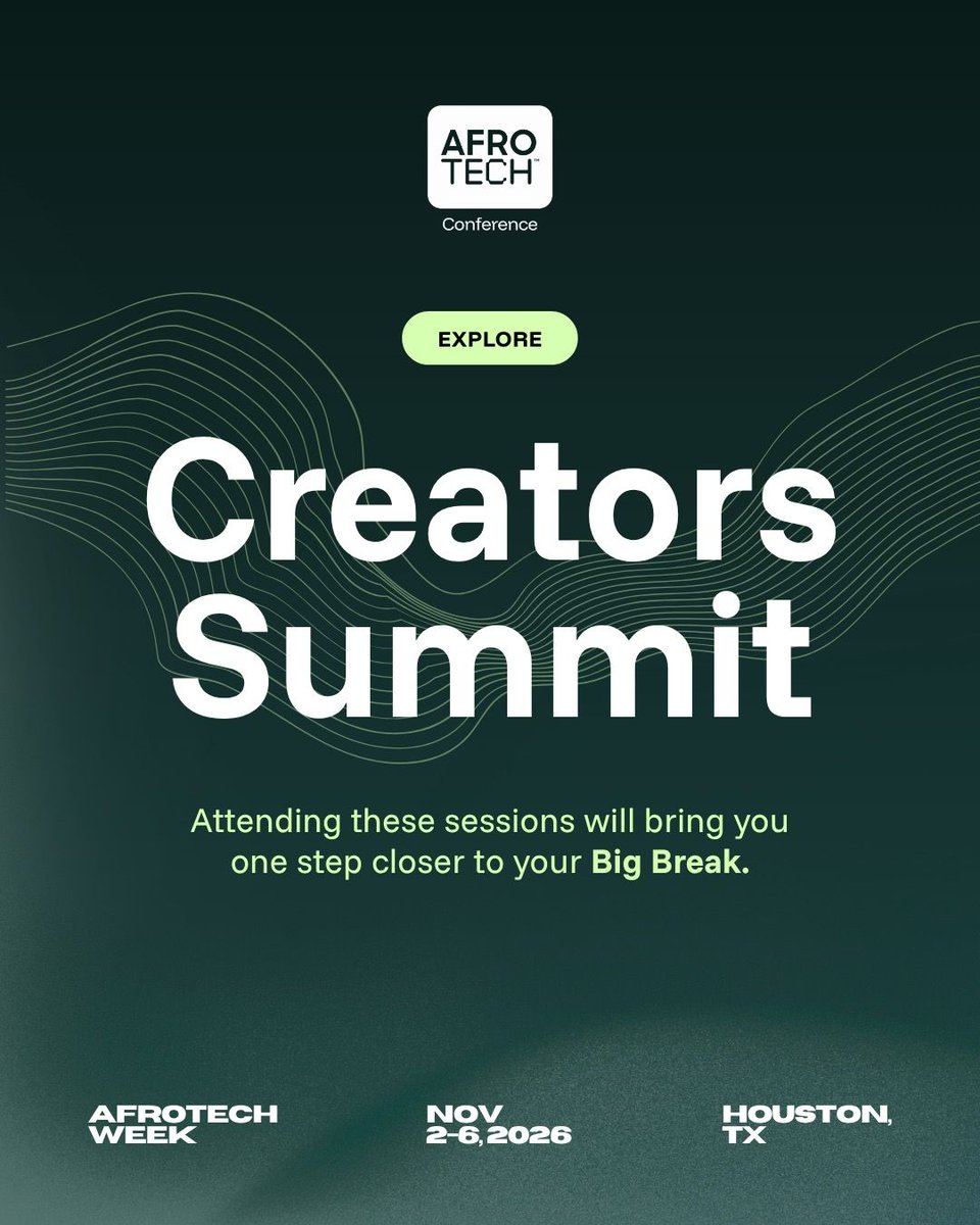 AfroTech's tweet photo. Creators, the best moments deserve a recap, and we want to see yours. 🎥👀

Your recap of the Creators Summit at AFROTECH™ Conference 2026 on Friday, November 6, could win you a 2027 AFROTECH™ All Access Pass! 🎟️ https://t.co/Hy00HPoSnG