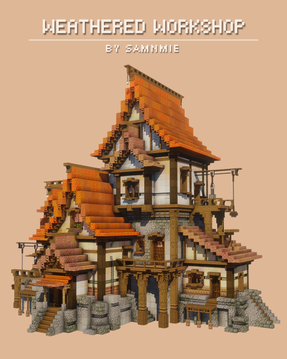 xSamnmie's tweet photo. Minecraft | Weathered Workshop
→ Let me know what you think!

This workshop features plenty of rustic character, cozy spaces, and intricate details. Making it a perfect addition to your world. Hope this build gives you some inspiration!

#minecraft #minecraftbuilds https://t.co/d6NrCZHVne