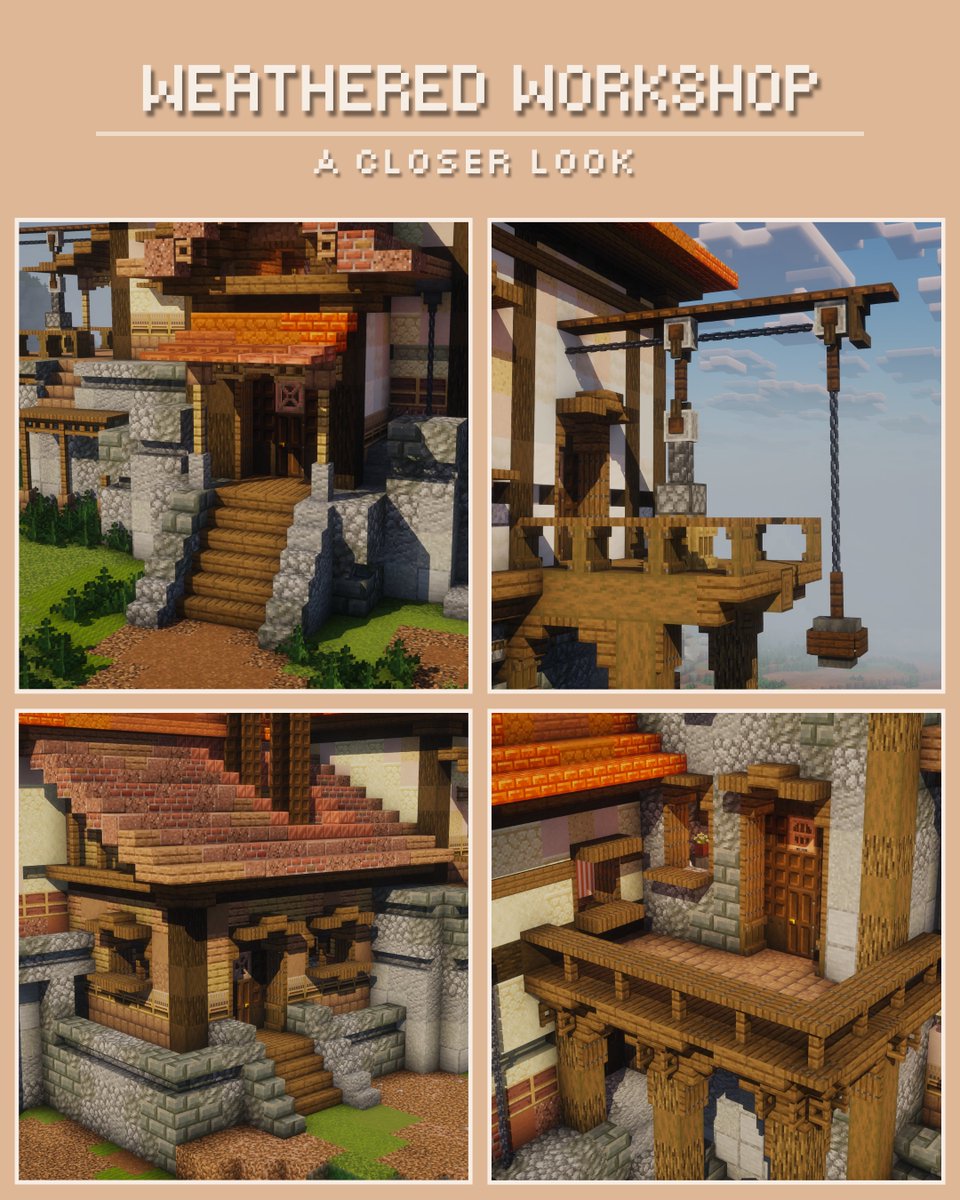xSamnmie's tweet photo. Minecraft | Weathered Workshop
→ Let me know what you think!

This workshop features plenty of rustic character, cozy spaces, and intricate details. Making it a perfect addition to your world. Hope this build gives you some inspiration!

#minecraft #minecraftbuilds https://t.co/d6NrCZHVne