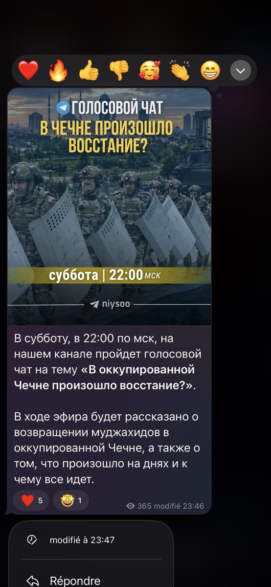 YTaysum's tweet photo. This is getting extremely interesting…

NIYSO planned a live for Saturday during which they will discuss about « the comeback of the mujahiddîn in Chechnya », if « insurgency came back in Chechnya ? », and what we have to expect as for the evolution of the situation. https://t.co/RweYpK1dDx