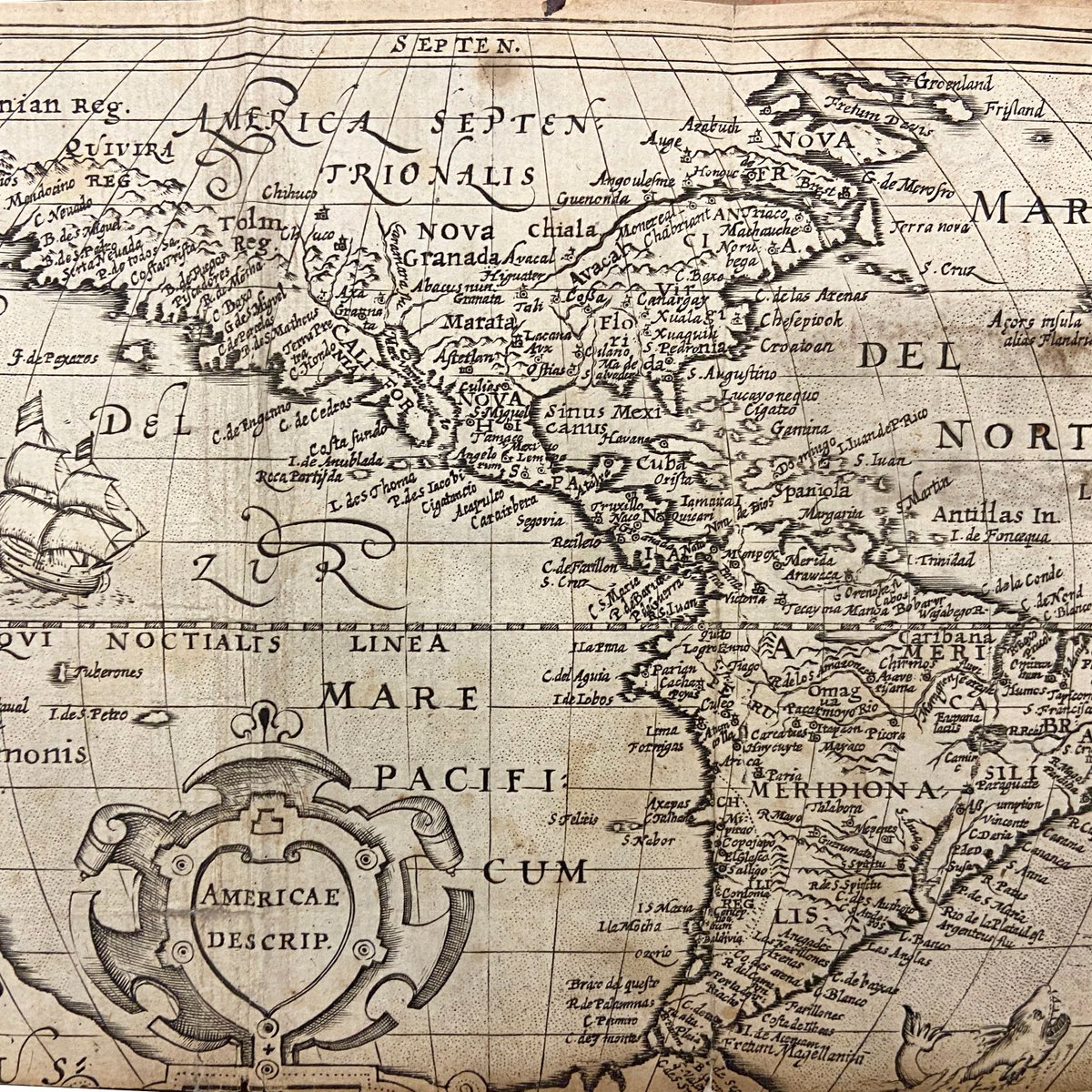 PequotLibrary's tweet photo. N.N. [possibly Thomas Peake]
"America: Or an Exact Description of the West-Indies: More Especially of Those Provinces Which Are Under the Dominion of the King of Spain", 2 parts in 1 vol.
London: Ric. Hodgkinsonne for Edw. Dod, 1655 https://t.co/tsuuVjKOs7