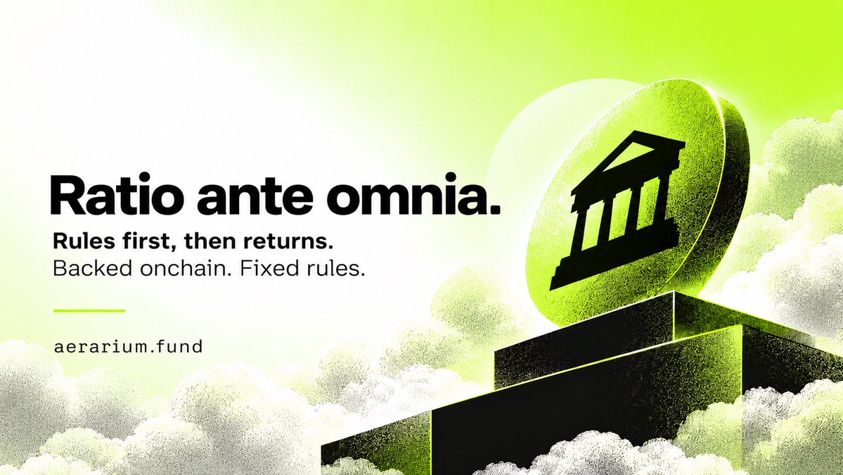 AerariumRH's tweet photo. Ratio ante omnia. Rules first, then returns. Backed onchain. Fixed rules. 

https://t.co/ypsnwuoLAV https://t.co/fPrdQeN4eh