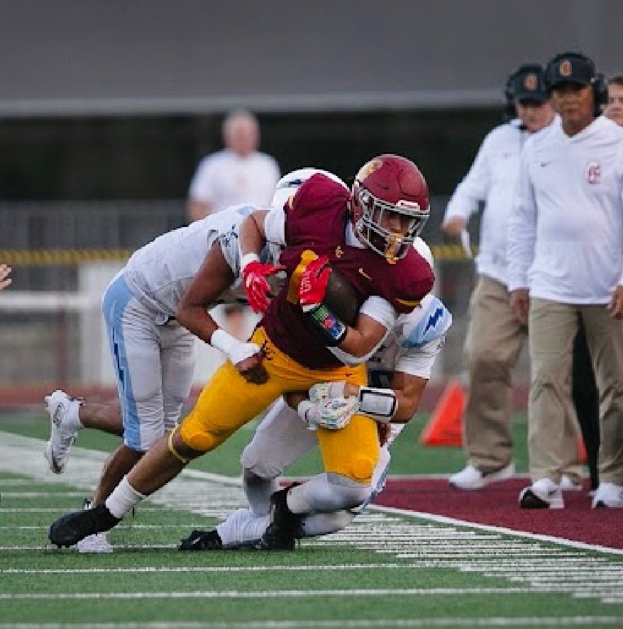 cjmattmann's tweet photo. Fighting for every extra yard vs Fillmore. Started 2026 with a 31-22 W 💪 #14 @LCanadaFootball 
📸: @LCsportsphotog https://t.co/1GV4VmPO0j