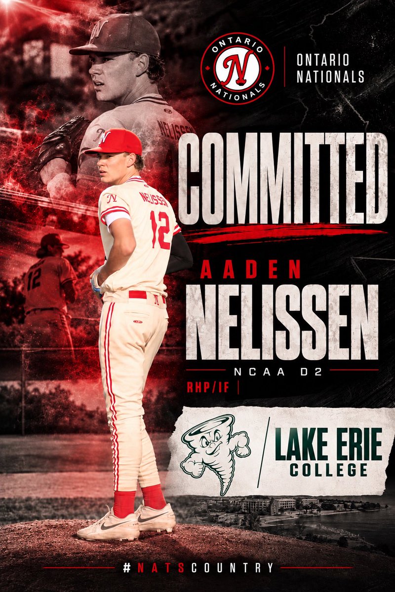 NatsOnt's tweet photo. Congratulations to RHP/INF Aaden Nelissen on his commitment to Lake Erie College in Painsville, Ohio. 

#NatsCountry 🇨🇦 
#NatsCommit 🇺🇸 https://t.co/CeZwfIhx9r