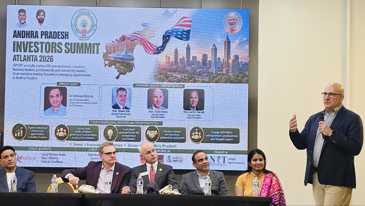NRITDPAtlanta's tweet photo. While campaigning at a recent #APNRT event, Georgia representatives announced plans to adapt Andhra Pradesh’s "One Family – One Entrepreneur" model for Forsyth County. Proof that AP's innovative governance is capturing global attention.✊

#NDA 
#TDP 
#JanasenaParty 
#NaraLokesh https://t.co/hMtft3Mnh7