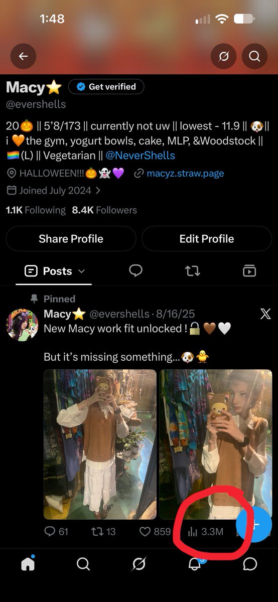 evershells's tweet photo. The views on my pinned tweet last year vs this year😭🫪 https://t.co/KTnHyOHQgS