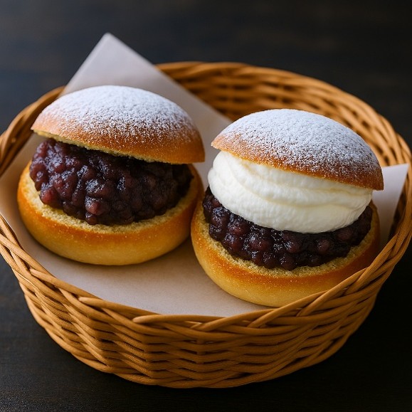 BakeryPomme's tweet photo. 【菓子パン・ドーナッツサンド小倉あんこ（つぶあん）】税込280円
（ドーナッツサンド小倉あんこ／パンドーナッツ／週末スペシャル）
ポムの菓子パンシリーズの中でも、長年多くのお客様に愛され続けているのが ドーナッツサンドシリーズ です。アンドーナッツを....
https://t.co/W29xh0iyfa https://t.co/LPwgKEG6si
