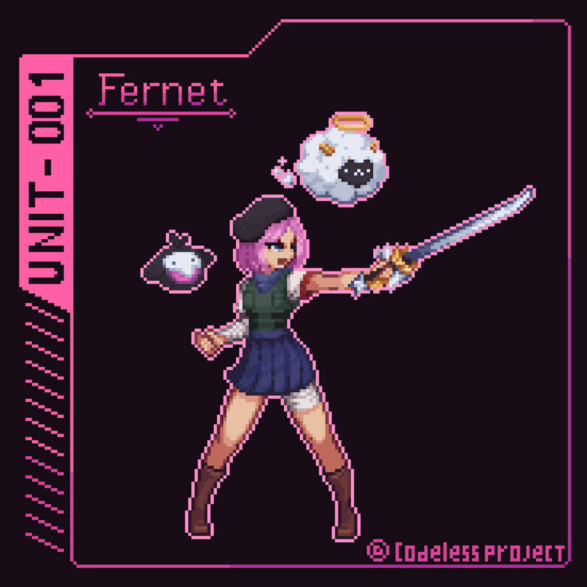 CodelessProject's tweet photo. Mierda que no publicaba hace rato, cuestion...
Fernet, junto a Koka y Raiken de @KernelHearts el Roguelike Hack N Slash desarrollado en Argentina por el studio @Ephemera_Works https://t.co/6hGngLcVn9