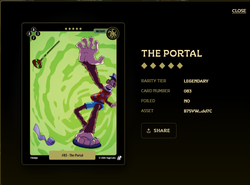 OneSHOTkill_TM's tweet photo. I just pulled The Portal! 🃏
This one's going straight into the vault. @BoredApeYC https://t.co/maXsU9stJC