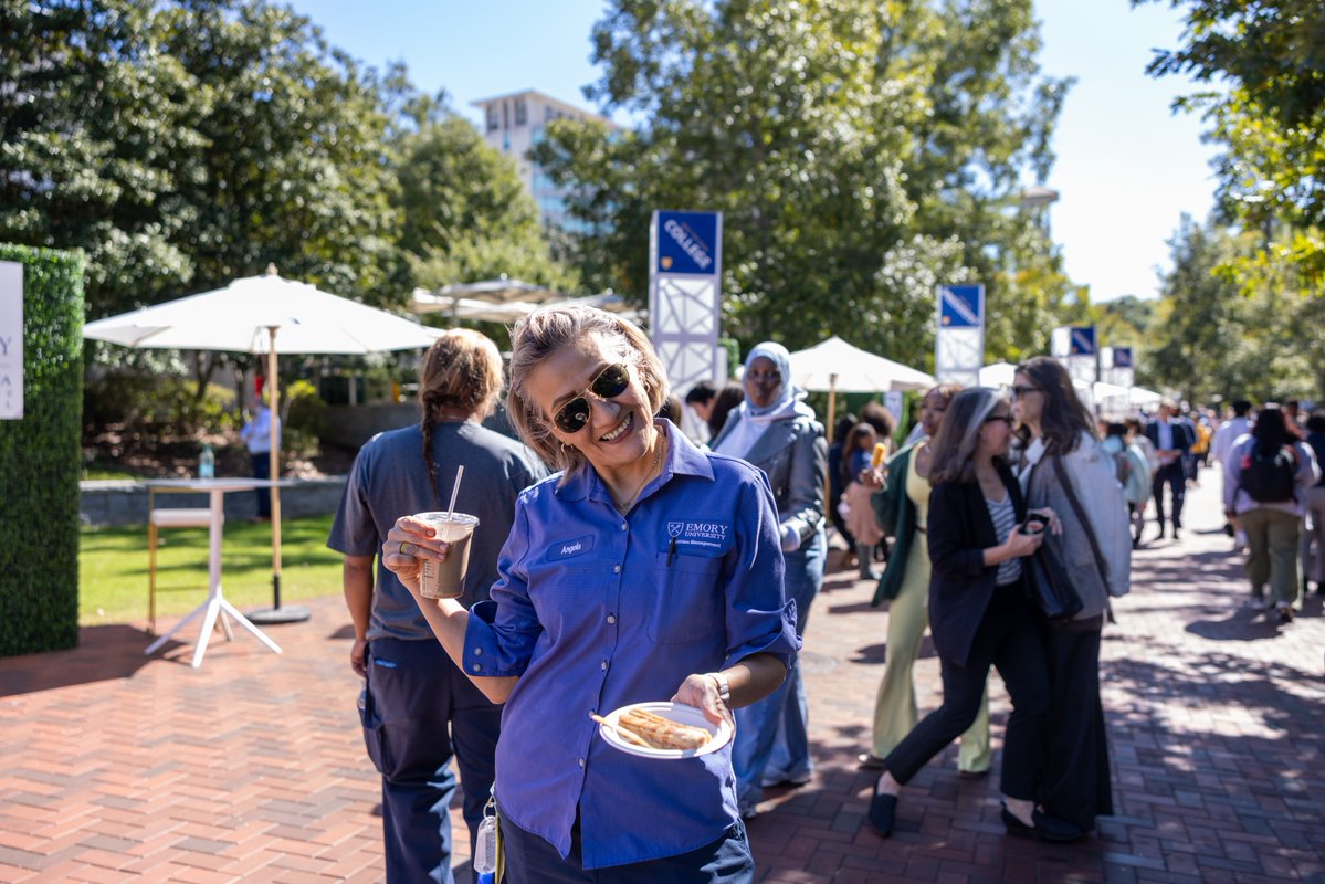 EmoryUniversity's tweet photo. Today's block party brought the Emory community together to welcome the university’s new leaders! Students, faculty, and staff gathered at Asbury Circle for lunch, music, and informal opportunities to connect with President Augostini and Emory’s new deans. 💙 💛 

#Emory https://t.co/3Bn4wxuQmf