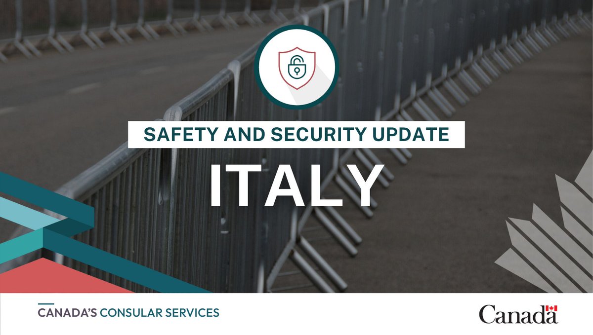 TravelGoC's tweet photo. We have updated our travel advice for #Italy due to demonstrations that have disrupted services and resulted in vandalism and clashes between protesters and police. More information: https://t.co/30I0krXSvx https://t.co/jltMnfruRL