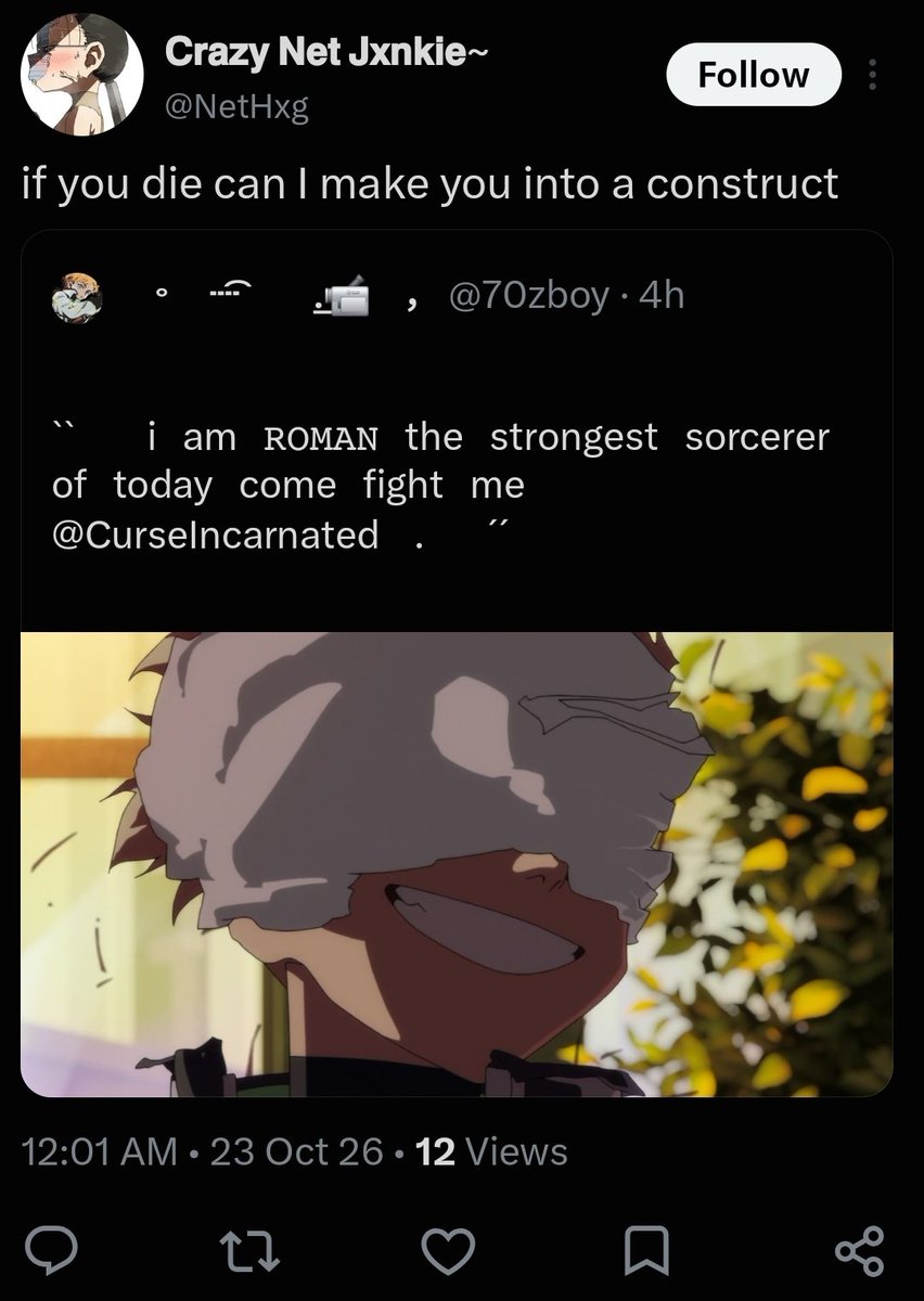 70zboy's tweet photo. ⠀⠀⠀⦗  ooc  ⦘⠀.͟🎞⠀⠀:⠀⠀roman  is  twelve  by  the  what  this  dude  is  a  freak https://t.co/SBlppXX9q7