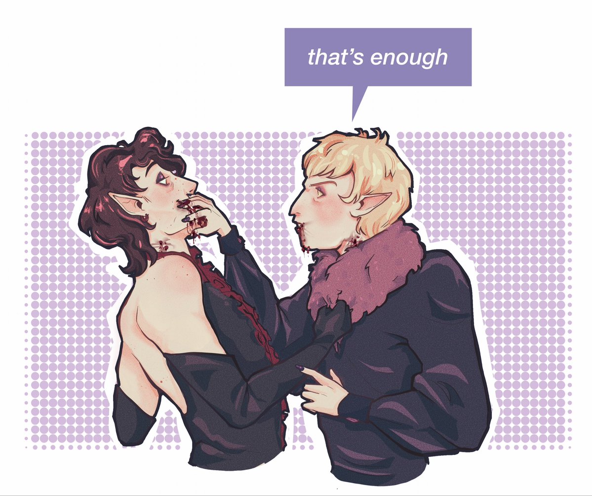 myhomeisnialler's tweet photo. Day 21 (late!) vampires!! 🦇🩸
#phantober26 #phanart #dnp #phantober https://t.co/5gWWo04eGv