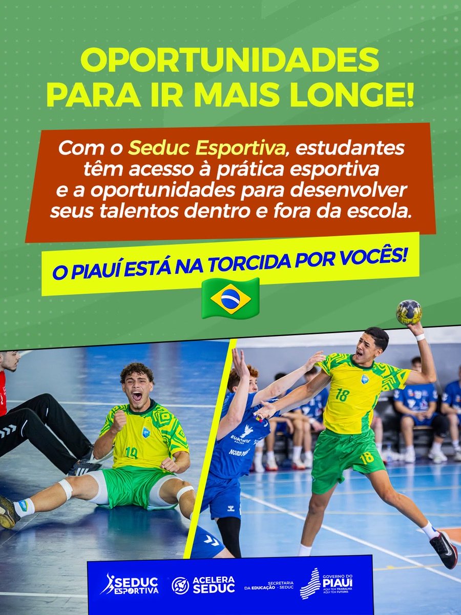 SeducPI's tweet photo. Das escolas Seduc para a Seleção Brasileira de Handebol! 🇧🇷🤾🏻‍♂️ https://t.co/a1HNgGWHZr
