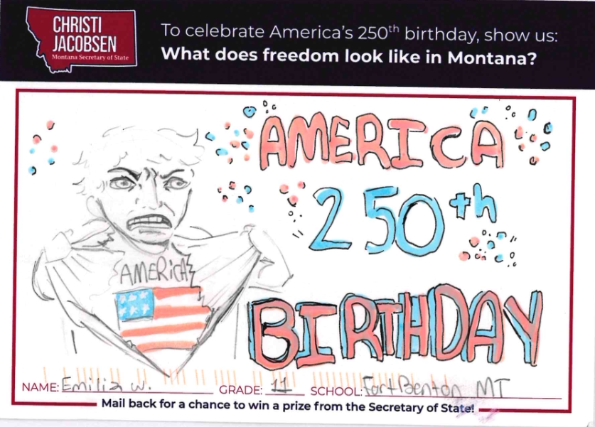 SOSJacobsen's tweet photo. Montana students never cease to amaze us! Submissions for the 2026 Constitution Contest continue rolling into our office, and we can’t wait to share their creativity with you. A big thank you to all the schools, teachers, and students participating! #mtnews https://t.co/jQENXx6CQx