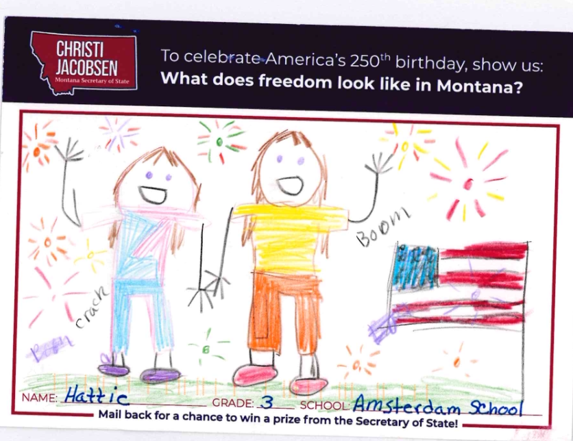 SOSJacobsen's tweet photo. Montana students never cease to amaze us! Submissions for the 2026 Constitution Contest continue rolling into our office, and we can’t wait to share their creativity with you. A big thank you to all the schools, teachers, and students participating! #mtnews https://t.co/jQENXx6CQx