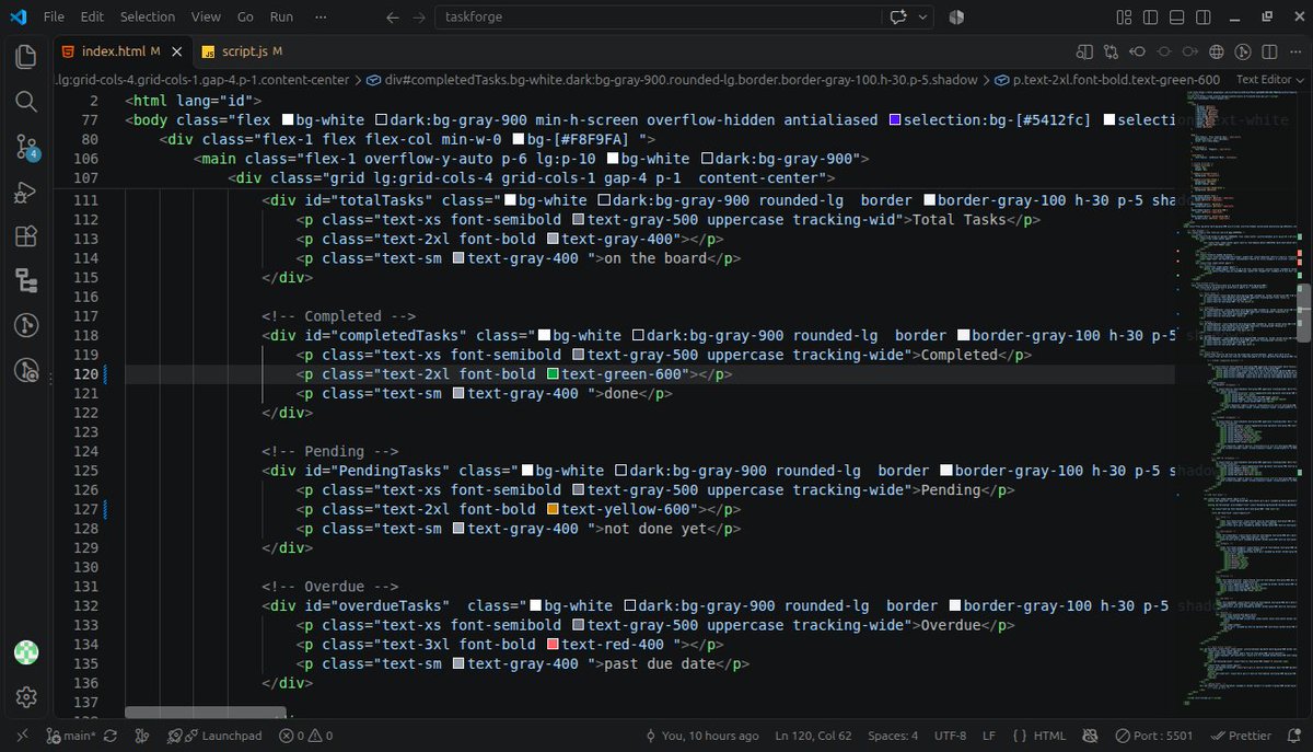 Ngusha_'s tweet photo. Day41 #100daysofcode | Day81 #200daysofcode at
@blockfuselabs
Today i started building an actual task management system. adding features to add new task, filtered task search, view completed, pending and overdue tasks with counters, display added task, select and delete tasks. https://t.co/3TPjKZxu6W
