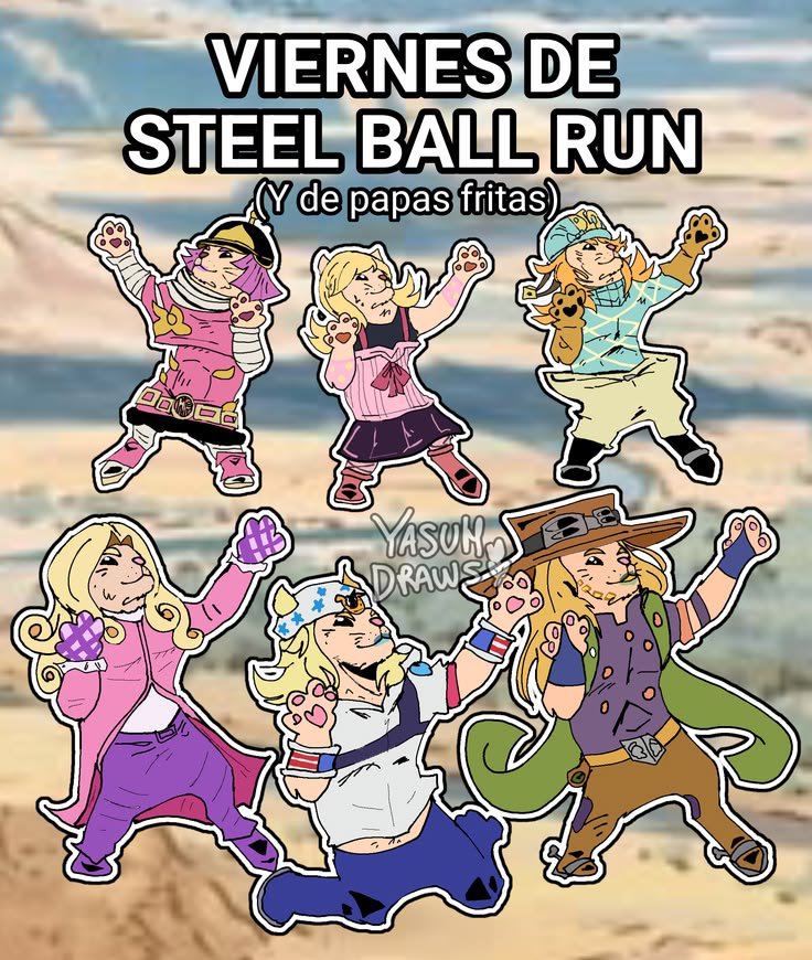 yasuhodraws's tweet photo. Recordatorio que mañana es viernes de Steel ball run (y de papas fritas) https://t.co/kvM5OWEMbx