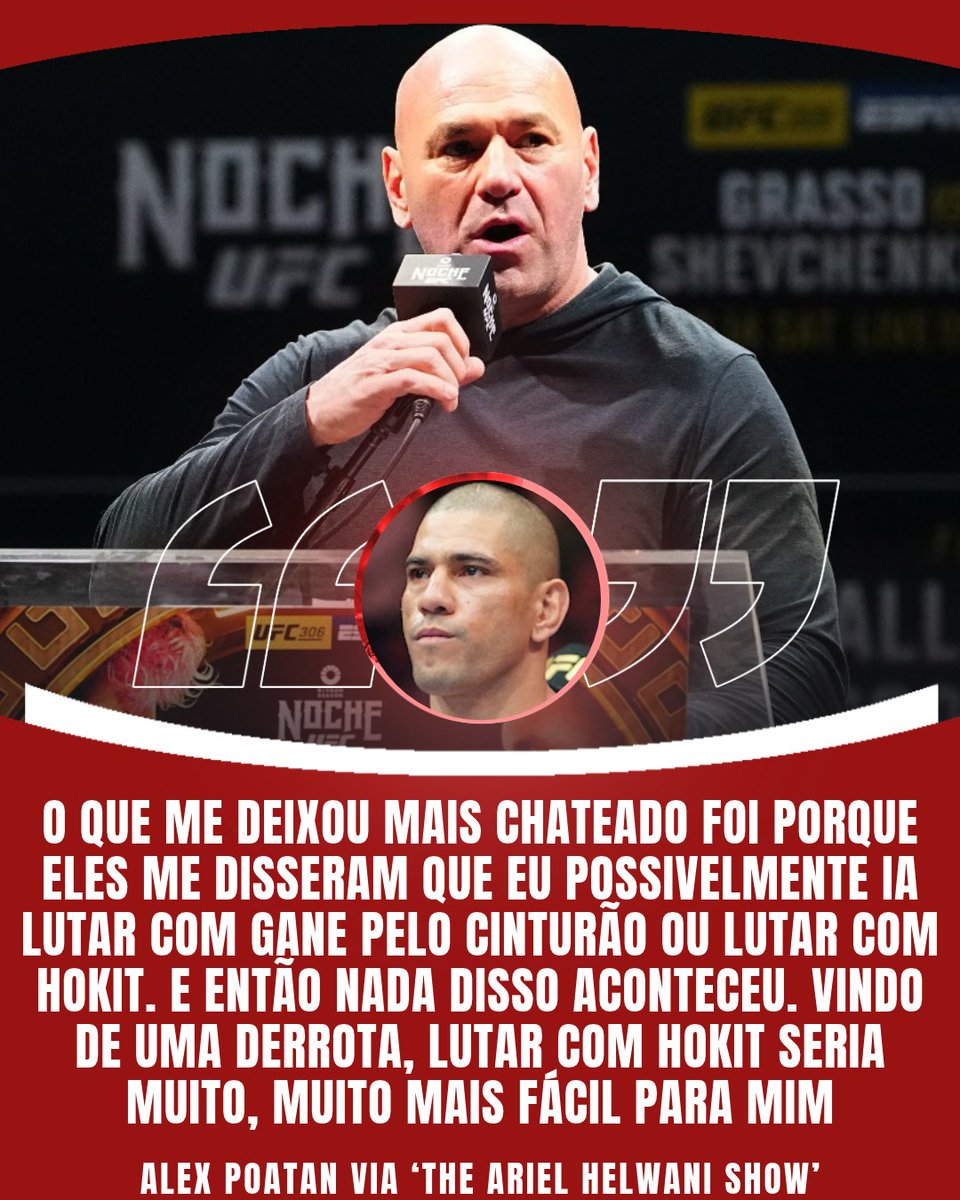 AgFight's tweet photo. PROMESSA QUEBRADA? 💔

Alex Poatan abriu o jogo e revelou chateação com o UFC por mudança de planos após revés! 😤

O brasileiro esperava encarar Gane ou Hokit, mas acabou caindo contra Sergei Pavlovich. https://t.co/4qf7IvOddt