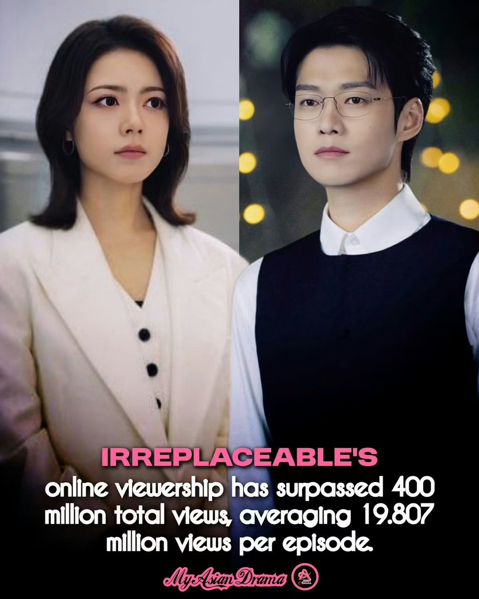 deidraj8's tweet photo. According to data from #Lighthouse Professional Edition, the TV series "#Irreplaceable," headlined by #ZhaoJinmai and #WeiDaxun, has surpassed 400 million total views across all platforms, with an average of 19.807 million views per episode. This original workplace drama, built without any existing intellectual property foundation, has demonstrated a remarkable long-tail comeback trajectory.