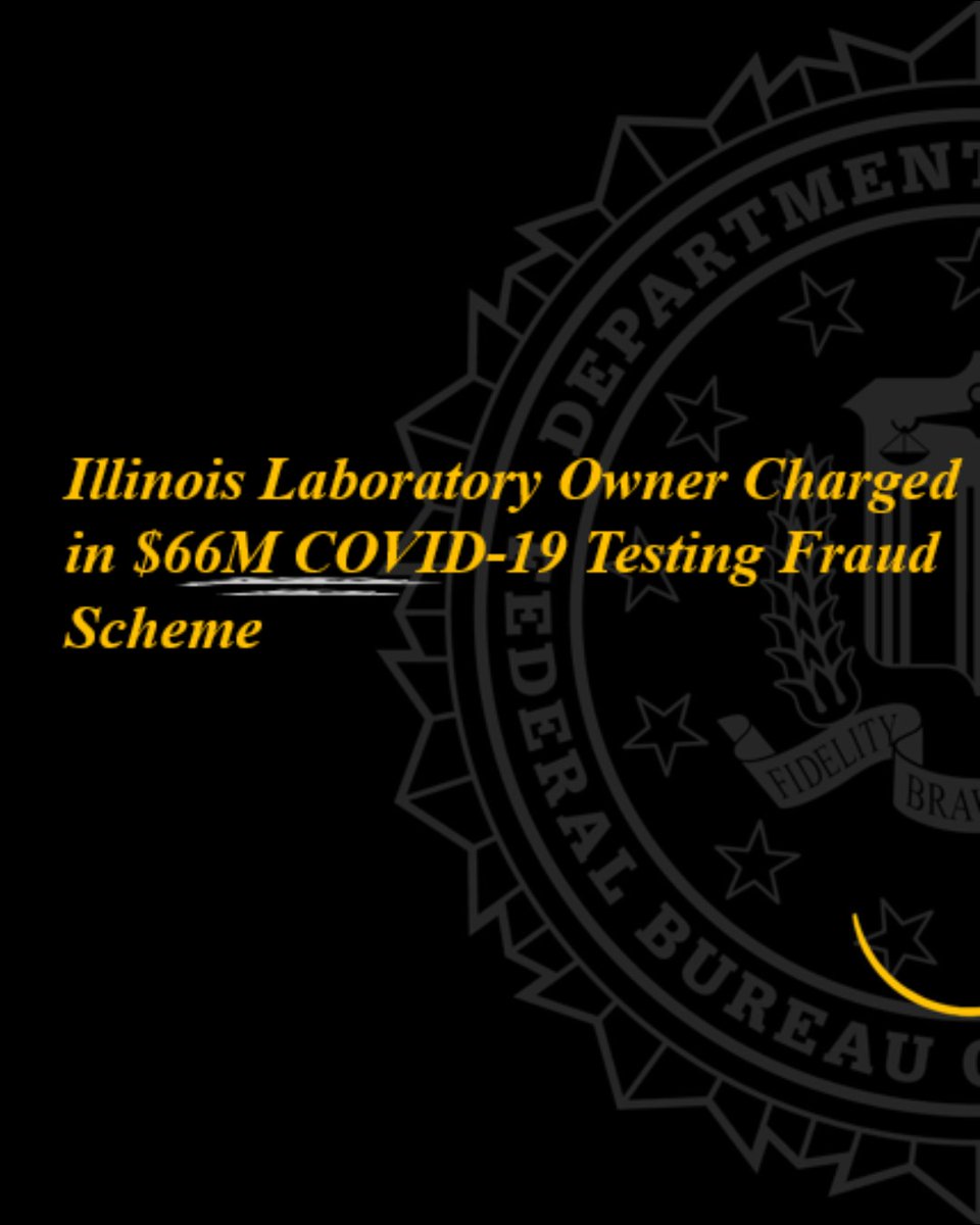 FBIChicago's tweet photo. 🚨#INDICTMENT: A federal grand jury in the Northern District of Illinois returned an indictment that charged Rajesh “Raj” Patel, 52, of Schaumburg, Illinois, with a $66.2 million fraud scheme in which Patel allegedly billed for hundreds of thousands of COVID-19 tests that were never performed. We would like to thank @OIGatHHS for their vital partnership in this investigation. To view #FBIChicago SAC Ryan Whalen's statement on the indictment and to read more about this case, please visit: https://t.co/Kd5vEqKFCM

#FBIChicago is committed to defending the homeland on all fronts, including going after those who defraud the members of the communities we serve. If you believe you are a victim of fraud, we encourage you to report it to the FBI by calling 1-800-CALL-FBI (225-5324) or online at https://t.co/YsyApSvbbb. Tips can remain anonymous.