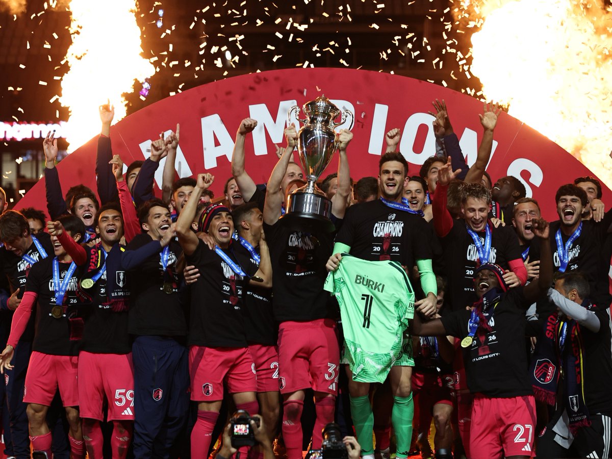 opencup's tweet photo. That first-trophy feeling 🤩🏆

How @stlCITYsc won the 2026 Lamar Hunt U.S. Open Cup Final: https://t.co/Oa4v0LSCC9 https://t.co/PBcCagM1LM