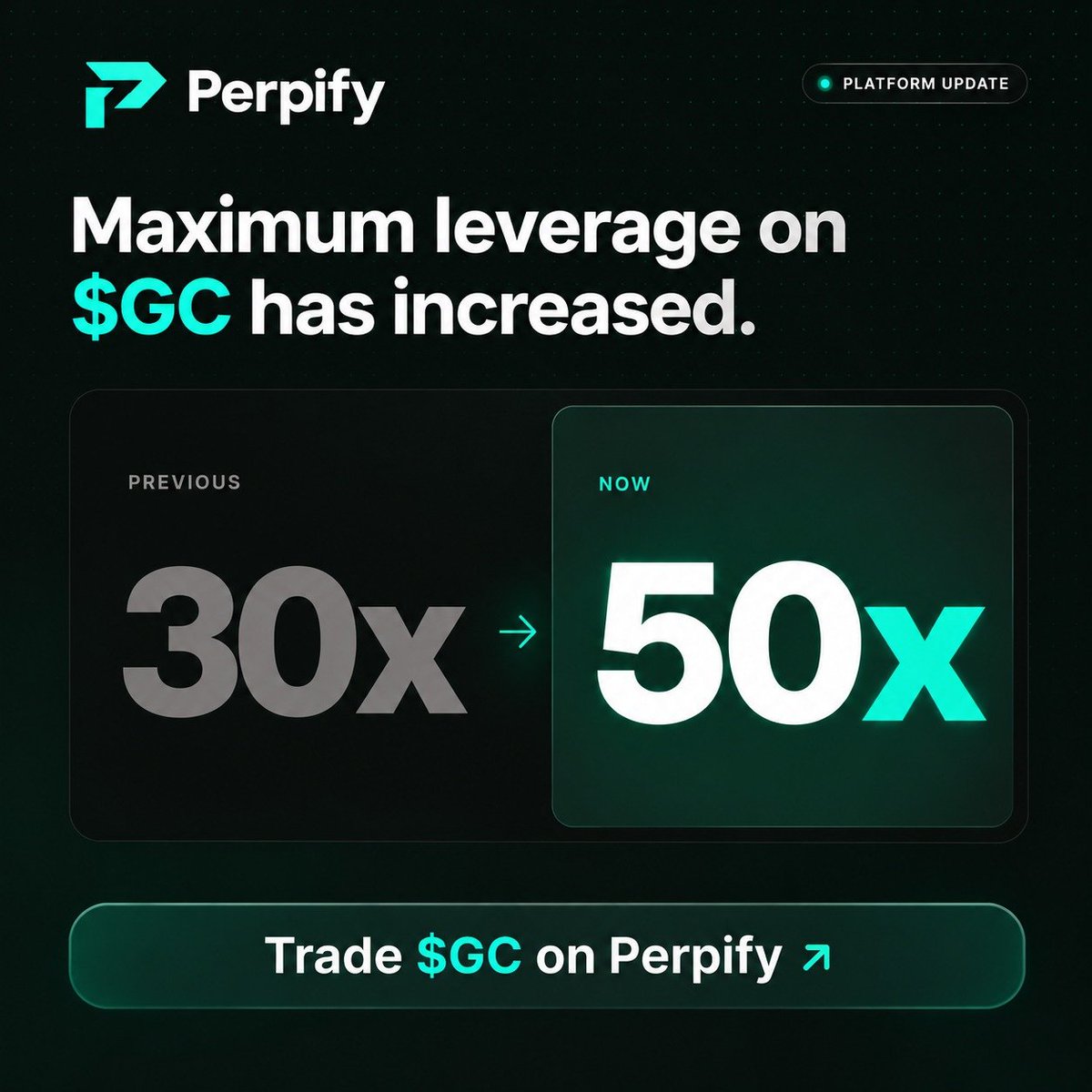 perpifyco's tweet photo. Platform Update - Leverage

Max leverage on $GC is now 50x, across all funded accounts in Evaluations and Instants.

Start trading at: https://t.co/BkoUU240Qv https://t.co/k67E4WhaOK
