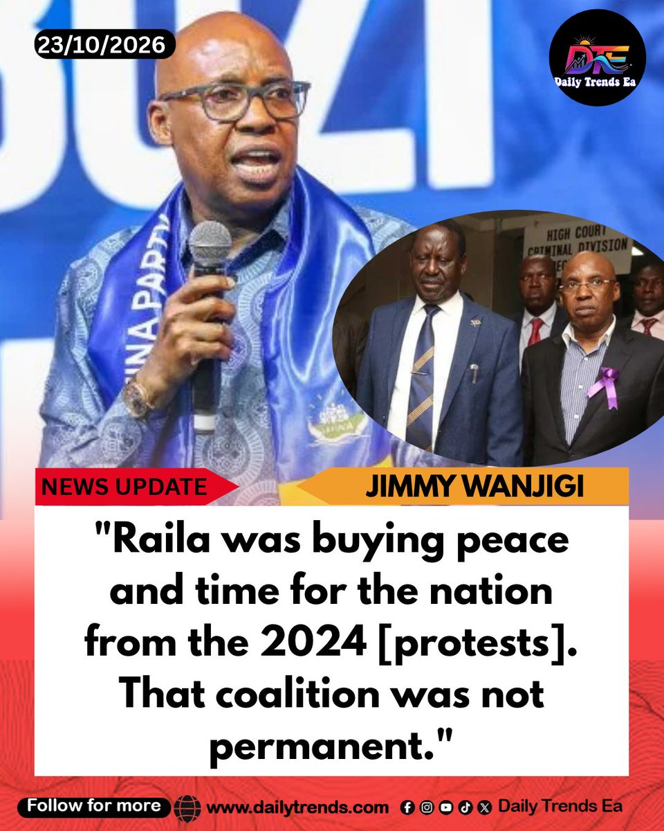 DailyTrendsEa's tweet photo. "Raila was buying peace and time for the nation from the 2024 [protests/elections]. That coalition was not permanent."

#TimeToChooseJesus #FormlessOpposition #SpecialThursdayWord #talantareadyforafcon #DeliveringHomeAndAway Clueless Alternative Rutos COMESA Successes Scheming Lawyers ruto delivers talanta Carrick