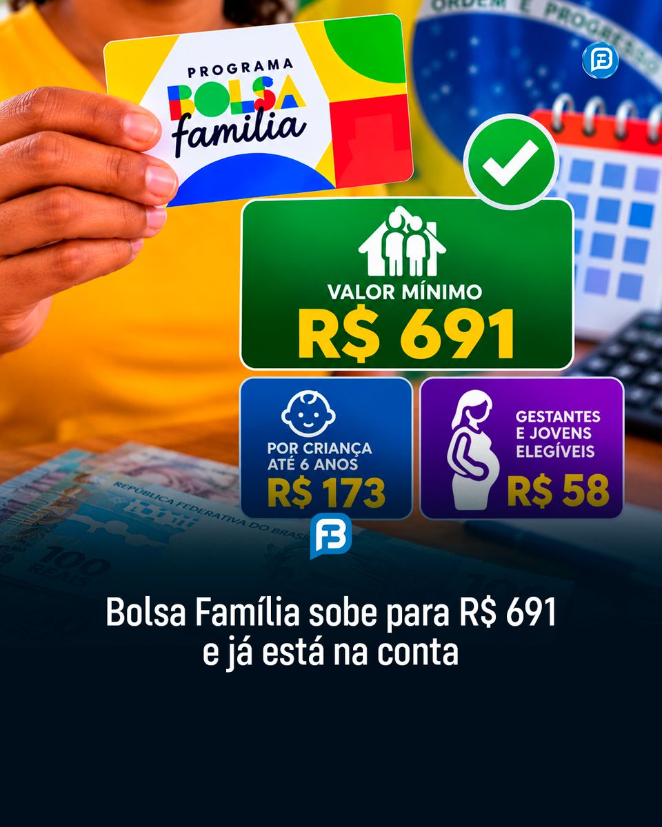 FalaBarreiras's tweet photo. BOLSA FAMÍLIA SOBE PARA R$ 691 E JÁ ESTÁ NA CONTA
https://t.co/WGcxmAkduO
#BolsaFamilia #BolsaFamilia2026 #ReajusteBolsaFamilia #BeneficiosSociais #CadastroUnico #FalaBarreiras
Siga o Falabarreiras no Instagram:
https://t.co/YnDGy4Gb9L
Falabarreiras, notícia é pra sempre! https://t.co/R4LWnfEqkV