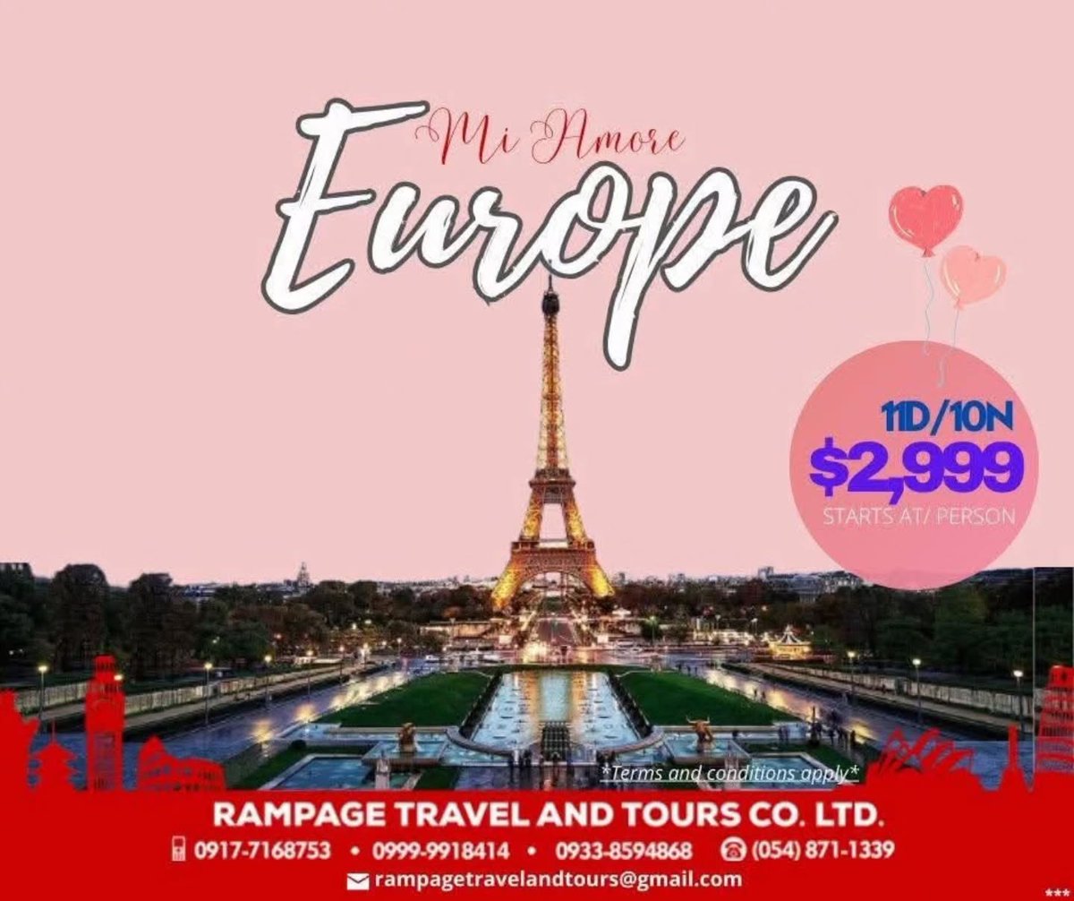 tony3536985's tweet photo. Capture Europe’s best in 11 days and 10 nights: France, Switzerland, Liechtenstein, Austria, Italy, and Vatican City. Book your unforgettable journey with Rampage Travel and Tours Co. Ltd. https://t.co/JcJ0Cc9b7z