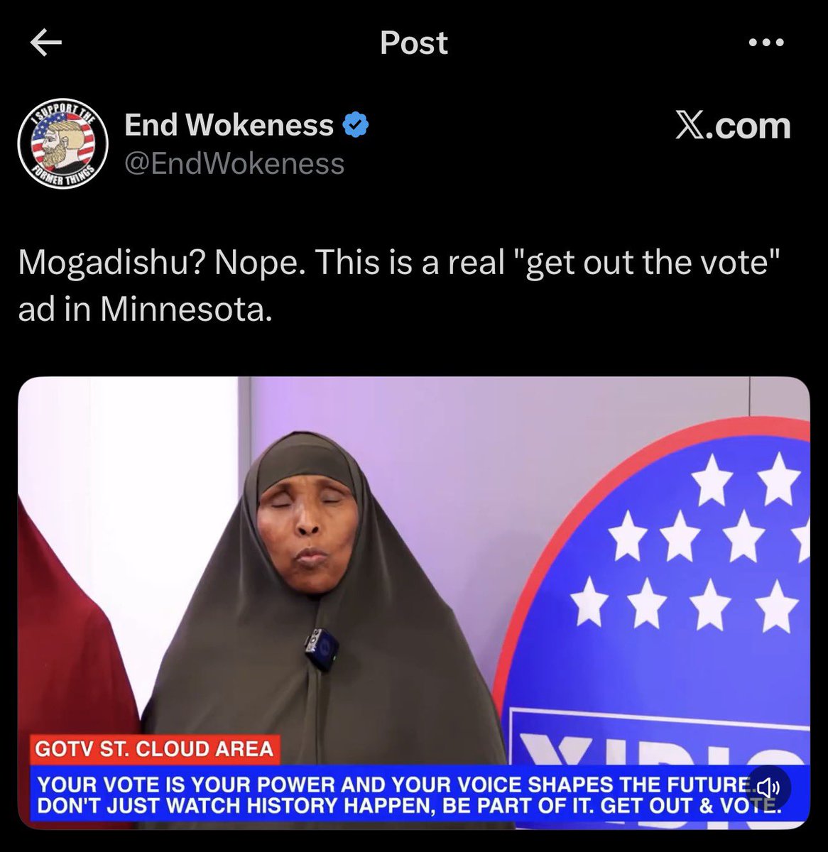 aaboom16's tweet photo. MAGA are shaking in their boots. Trump Shouldn’t have kicked the hornet’s nest with unwarranted attacks on Somali Americans. 

This midterms Somalis all over Minnesota will vote in multitudes. The turnout will be extraordinary. The blue tsunami in Minnesota will be like no other. https://t.co/Eq0YoVuoHX