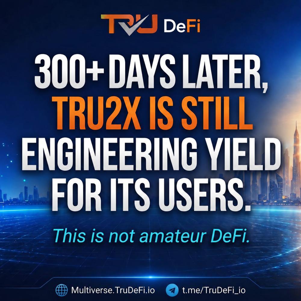 TruDeFi_io's tweet photo. 🟠 JOIN THE WINNING TEAM ON PULSECHAIN.

We don't have many of them around here.

While others are still chasing the next price movement, Tru2X participants are putting their $PLS to work.

📈 290% AVERAGE ANNUALIZED APR.

⚙️ 300 DAYS OF ACTIVE OPERATIONS.

🏆 THOUSANDS OF MINERS REACHING THEIR 2X.

Tru2X keeps building. 🫡