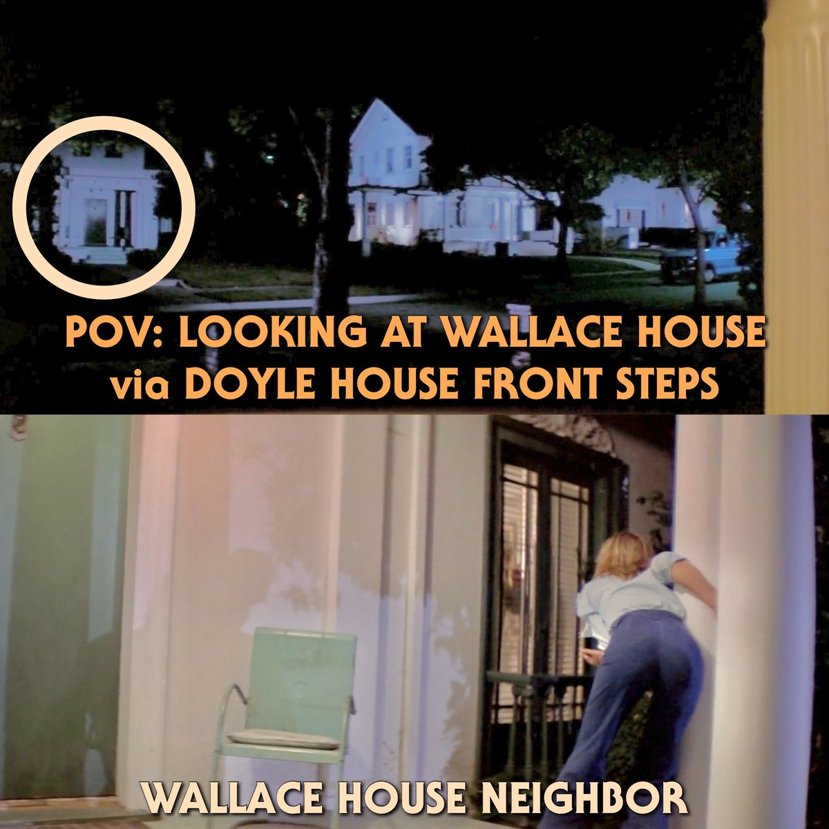 MlCHAELMYRS's tweet photo. In John Carpenter's #HALLOWEEN1978, Laurie Strode attempted to seek help from the Wallace House Neighbor. In Rick Rosenthal's #HALLOWEEN2, Doctor Sam Loomis spoke to the Doyle House Neighbor. https://t.co/KuPWzeZsSS
