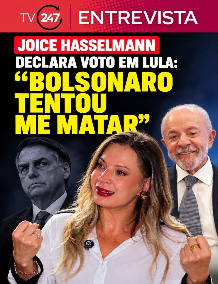 CARLOSDESTRO7's tweet photo. Joice Hasselmann, que liderou o movimento antipetista e apoiou Jair Bolsonaro no passado, revela, em entrevista exclusiva ao jornalista Leonardo Attuch, que irá votar no presidente Lula nesta eleição e também que Jair Bolsonaro tentou assassiná-la. 
 Ver comentário 👇👇👇 https://t.co/rnNrqtoX2T