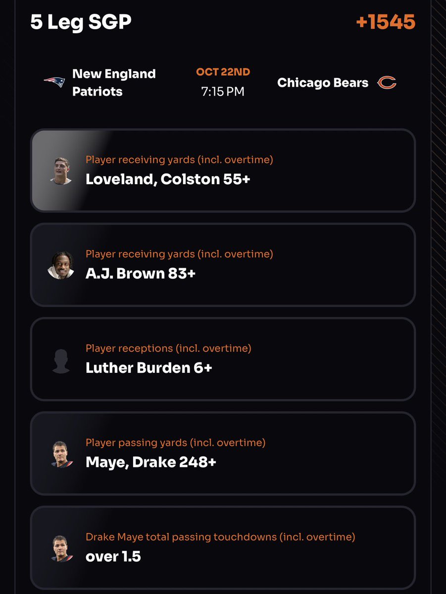 betsatl's tweet photo. NFL TNF sgp

Here is how I am playing tonight’s game! Nice sgp (with a stepped up version) and Patriots on the spread!

BOL if tailing and like/follow for more!

#Gambling𝕏 #NFLPicks https://t.co/Lz5iwdCmdm