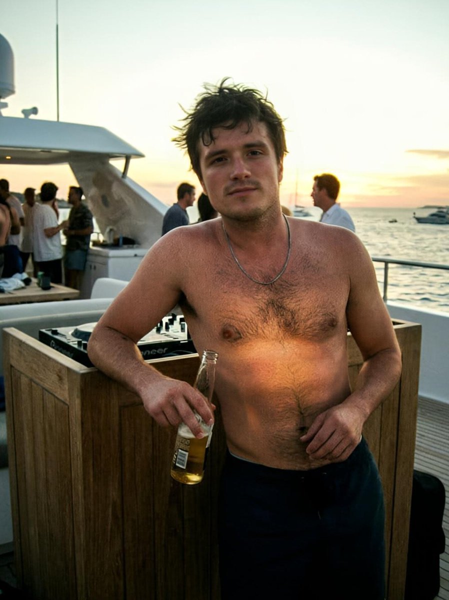 Mosesedosa01's tweet photo. Josh Hutcherson serving beachvto yacht energy.

Outdoor shower by the ocean, then golden hour on the boat with a cold one. The man knows how to do summer. https://t.co/o59GLrKy14