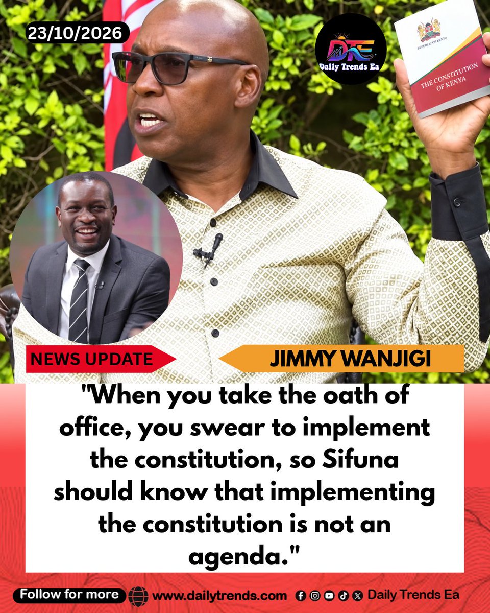 DailyTrendsEa's tweet photo. IMPLEMENTING THE CONSTITUTION IS NOT AN AGENDA
You already swore to do it when you took the oath of office

#TimeToChooseJesus #FormlessOpposition #SpecialThursdayWord #talantareadyforafcon #DeliveringHomeAndAway Clueless Alternative Rutos COMESA Successes Scheming Lawyers ruto delivers talanta Carrick