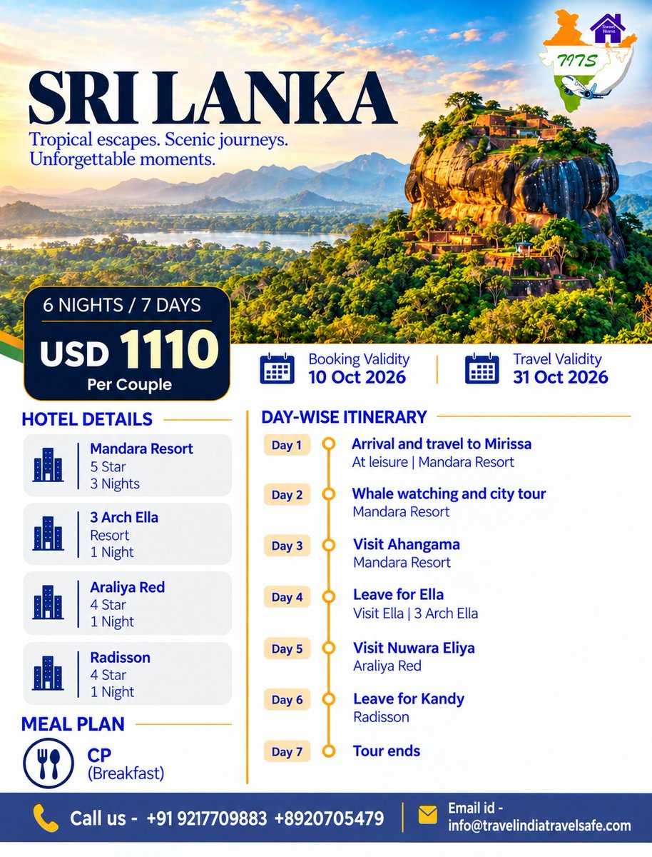 demelzaArtist's tweet photo. Discover Sri Lanka in 6 Nights / 7 Days: whale watching in Mirissa, scenic Ella, Nuwara Eliya, and Kandy. From USD 1110 per couple with 4★ &amp; 5★ stays and breakfast. Booking valid until 10 Oct 2026. https://t.co/EPBn3jI0VW