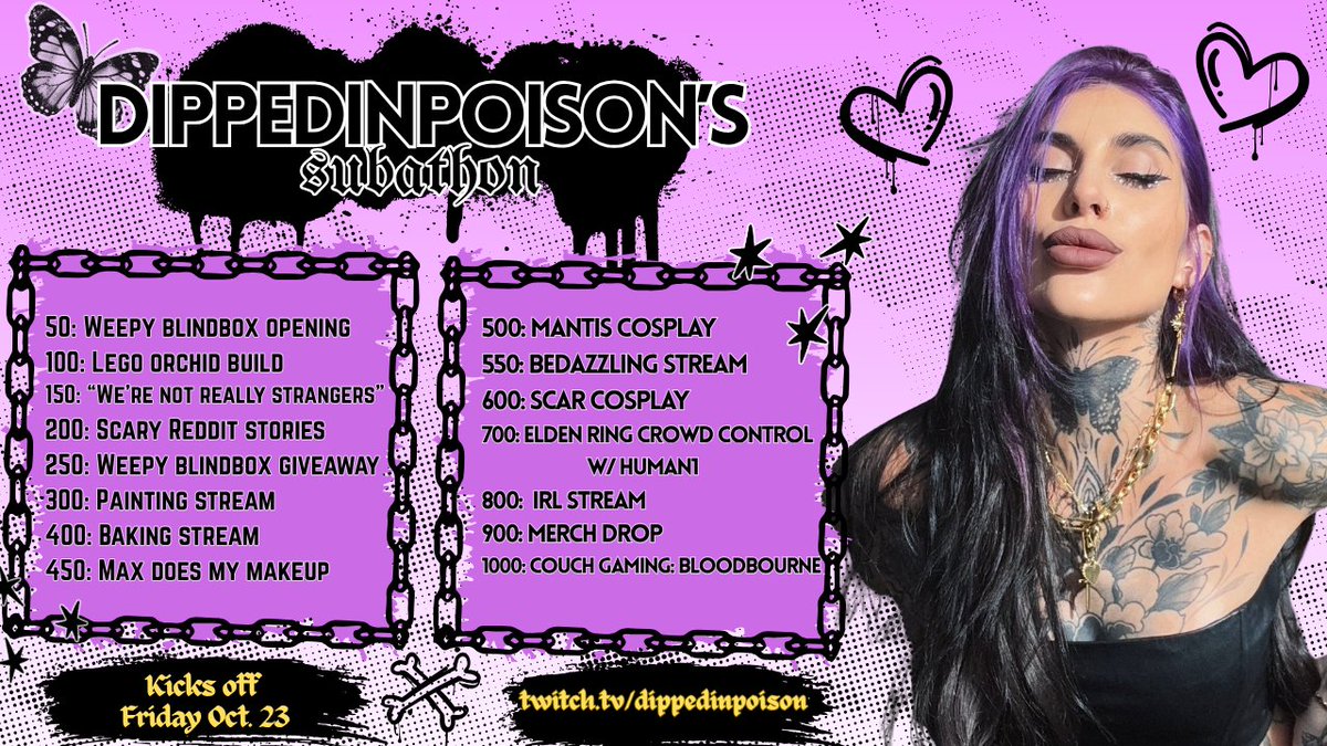 dippedinpoison's tweet photo. Subathon kicks off tomorrow 🖤 https://t.co/yZctdfEgME