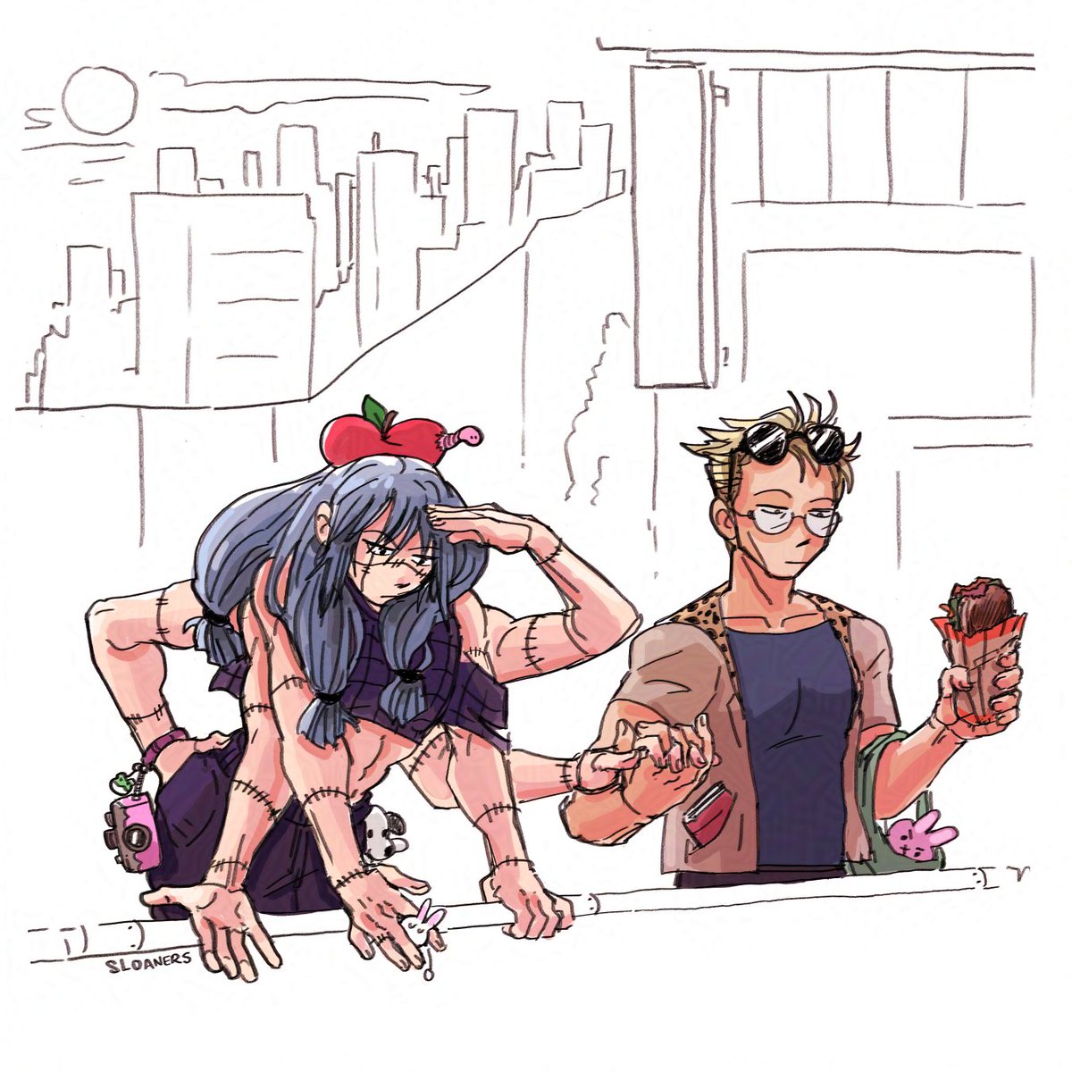 sloanersloane's tweet photo. they spotted jogo trying to push gojo in front of a bus #nanahito https://t.co/X4RvQ5YKe1