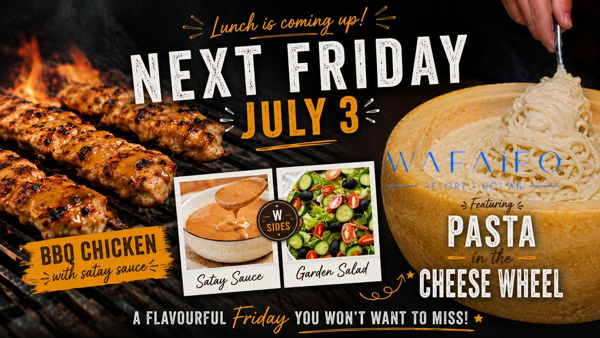 venuz_amor's tweet photo. Join us at WAFAIFO for Lunch Bunch, Friday 3 July from 11:45am. Enjoy chicken skewers, garden salad and cheese-wheel pasta. 250, 000 VND per person. Pay on arrival. PM to book. https://t.co/tWOmar3HTv