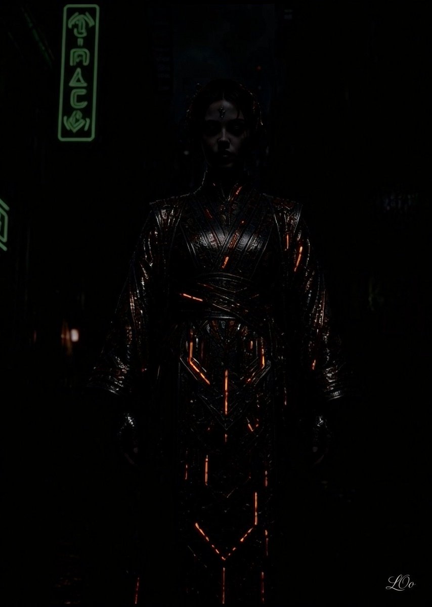 LOuting2025's tweet photo. #warugaki Style Glowing Cyber Geisha created with @imagine and @grok #LOo https://t.co/3EJBdUZ5gH