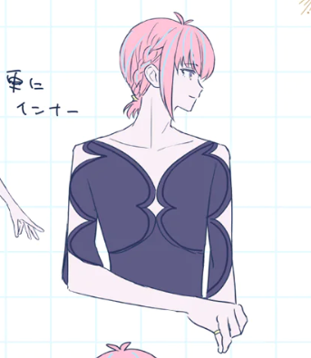 meteoramiracle's tweet photo. my thought about fashion led me to start writing a thread about the things i like about the cast's character designs so naturally i pulled up everyone's design documents....only to get stunlocked by this image of louter. https://t.co/Sz3XG5OgRp